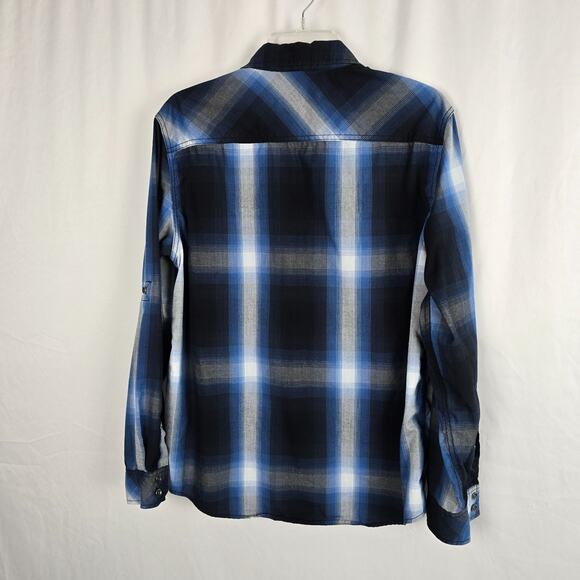 Urban Pipeline Button Down Flannel Shirt Men's M Blue White Easy-Care Fabric - Picture 13 of 16